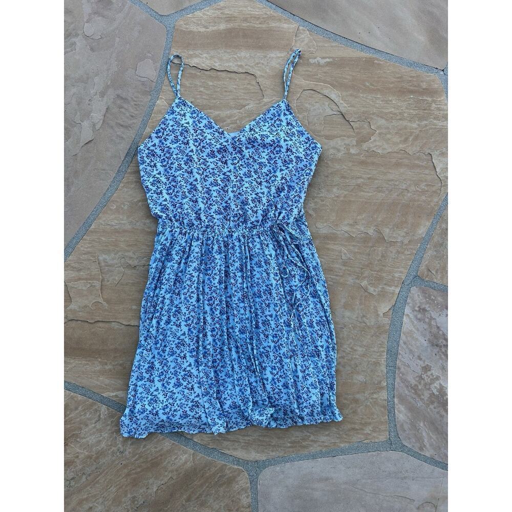 Naked Zebra Blue Floral Tank Dress Sz M CR